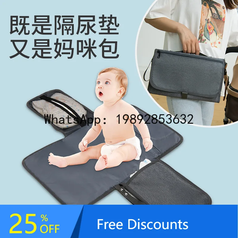 

Multifunctional Mommy Bag Baby Changing Pad Portable Tissue Dispenser Diaper Pad Storage Diaper Bag