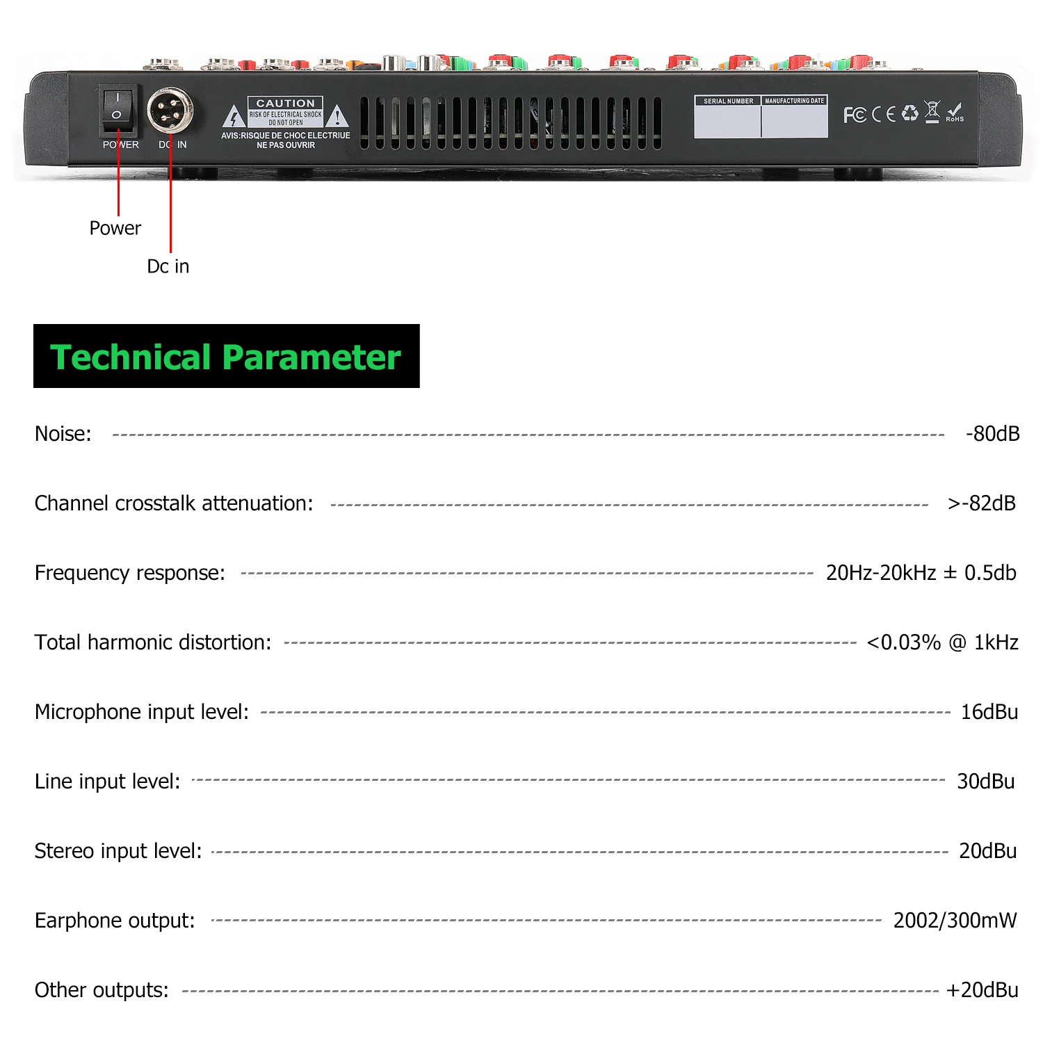 GAX-CT6 Professional 6-channel audio mixer for stage wedding performance with reverberation effect and BT USB live karaoke mixer