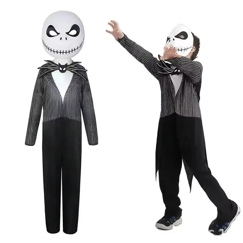 

Kids Costume Boys The Nightmare Before Christmas Jack Skellington Cosplay Child Bodysuit Suit Halloween Clothes