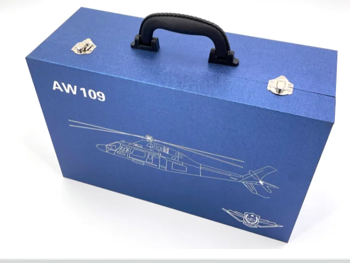 Scale 1/32 Agusta AW109 Helicopter Aviation Simulation Model Alloy Finished Product Collection Toy Gift