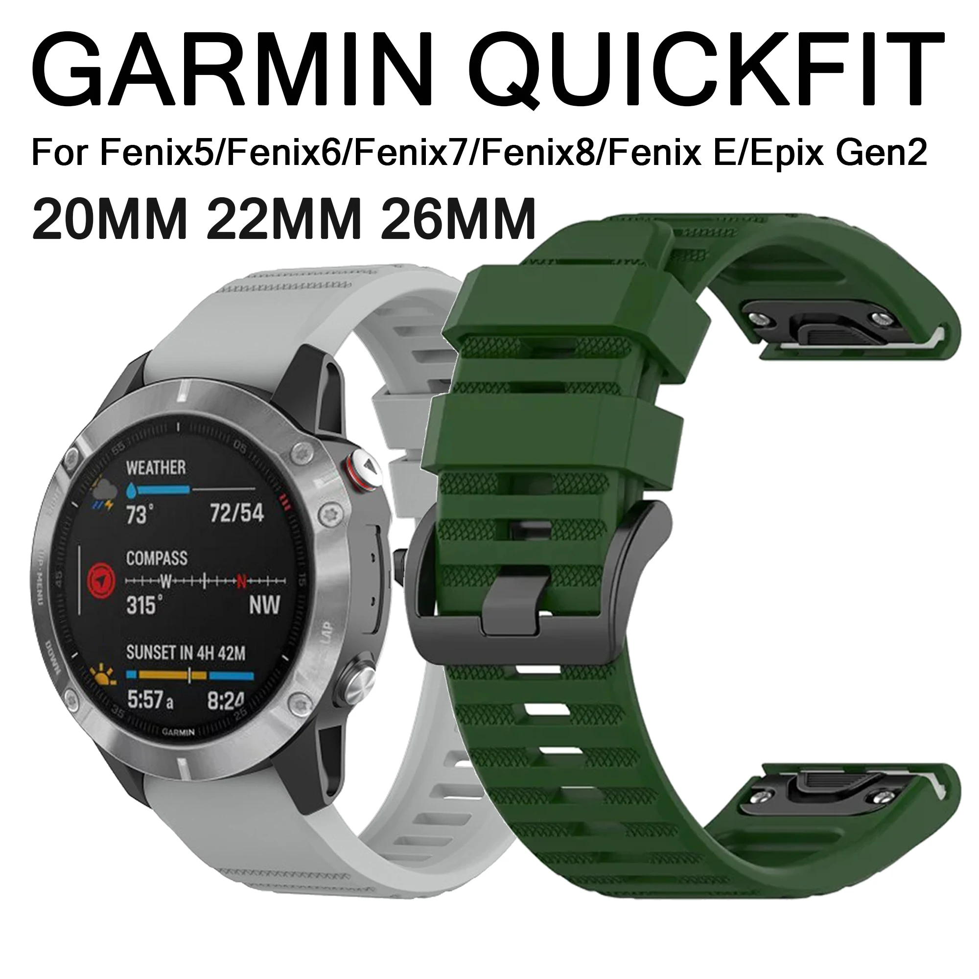 

20 22 26 мм силиконовый ремешок для часов Garmin Fenix 7 7X 6X 6 Pro 5 5X Plus Epix Gen2 Enduro 2 965 955 QuickFit Release Bracele