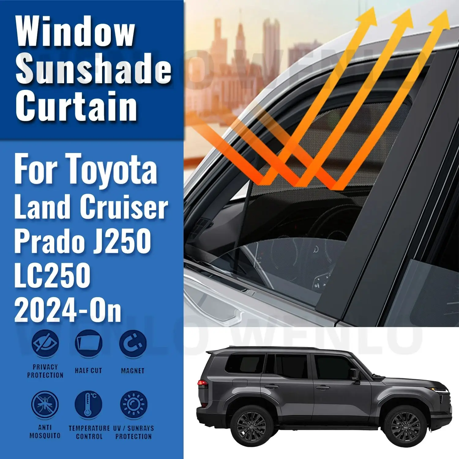 

For Toyota Land Cruiser Prado J250 LC250 2024 Magnetic Car Sunshade Front Windshield Curtain Rear Side Window Sun Shade