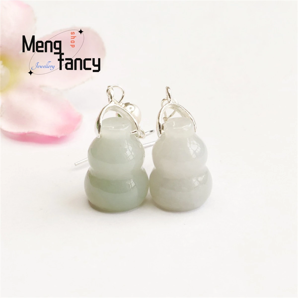 

Natural S925 Silver Jade Gourd Ear Hook Earrings Simple Generous Personality Fashion Versatile Charm Luxury Women Jewelry Gift