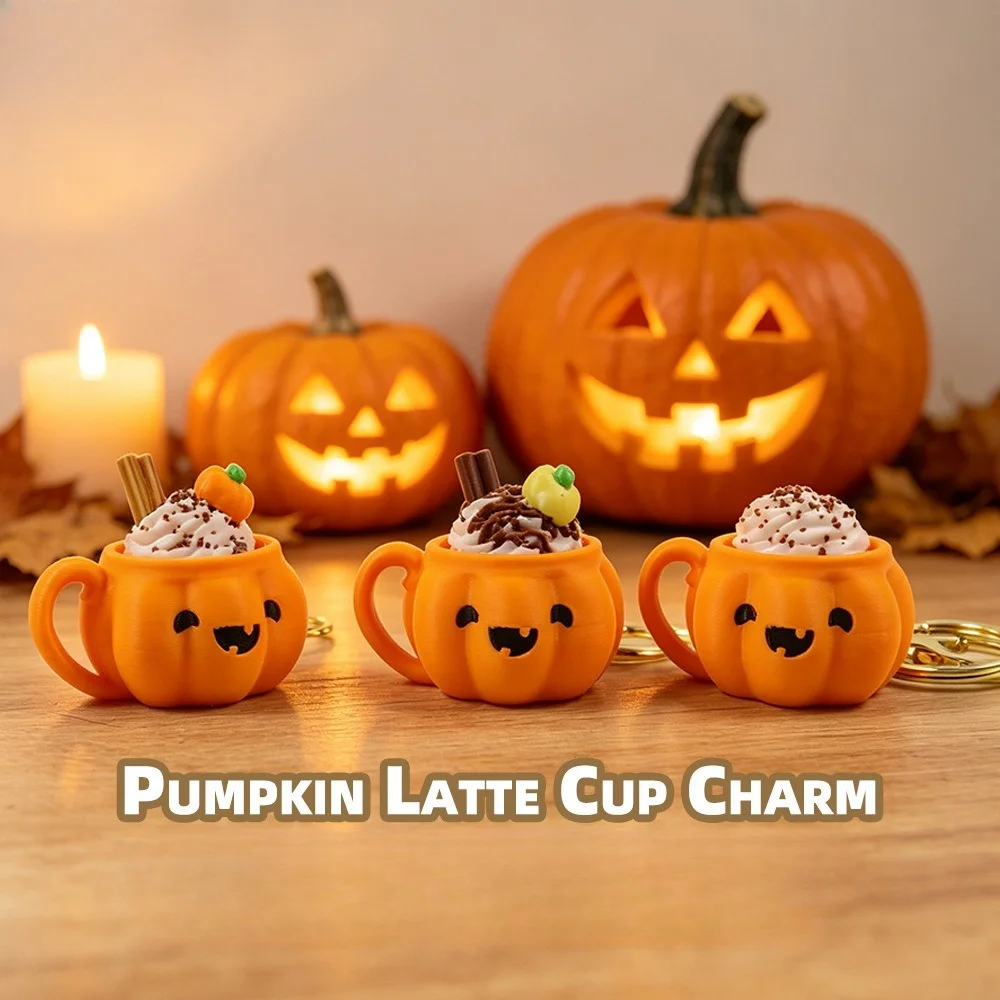 New Arrived Halloween Stress Relief Model 3D Printed Pumpkin Ice Cream Keychain Clicker Charm Miniature Holiday Gift