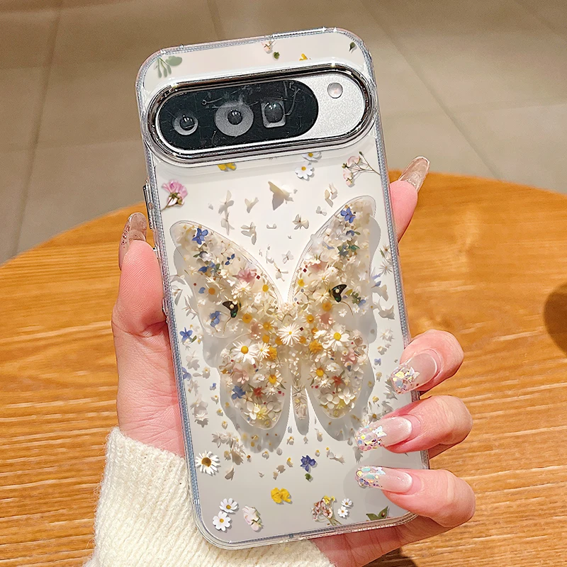 Transparente TPU-Handyhülle mit Schmetterlingsdruck für Google Pixel 10 9 8 7 Pro Pixel 9 10 Pro XL 7A 8A 9A Stoßfeste Weiche Silikonhülle