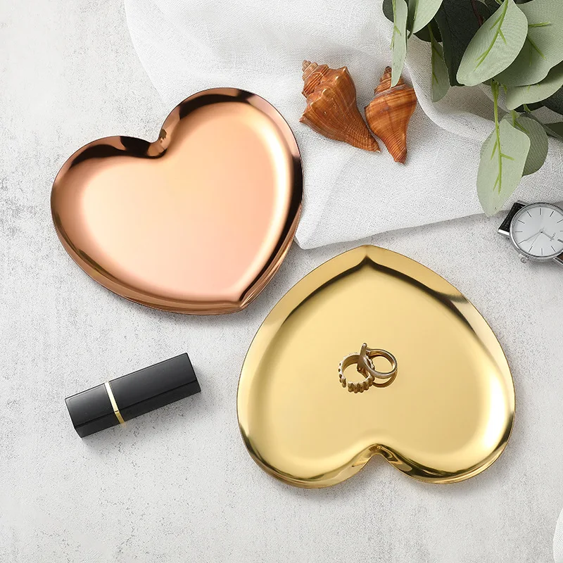 Ins Wind Stainless Steel Lip Jewelry Tray Household Cosmetics Multi-shape Purpose Metal Tray Girls Jewelry Storage Tray in Stock