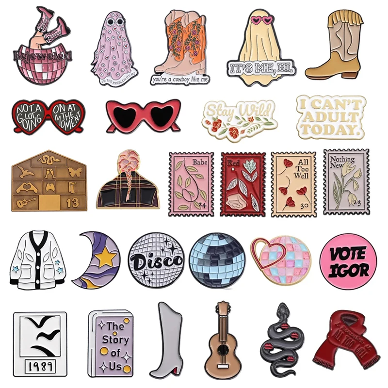 Famous Singer Pop Music Album Enamel Pins Rock Record Tour Collection Brooches Lapel Badge Fans Jewelry Decoration Gift