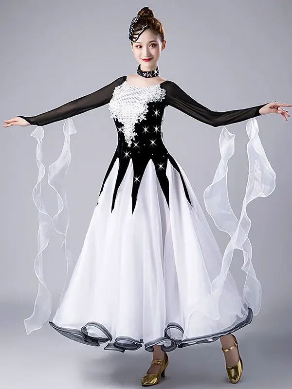 New Modern Dance Costume High-end Large International Style Of Ballroom Dancing Waltz Performance Competition Dress