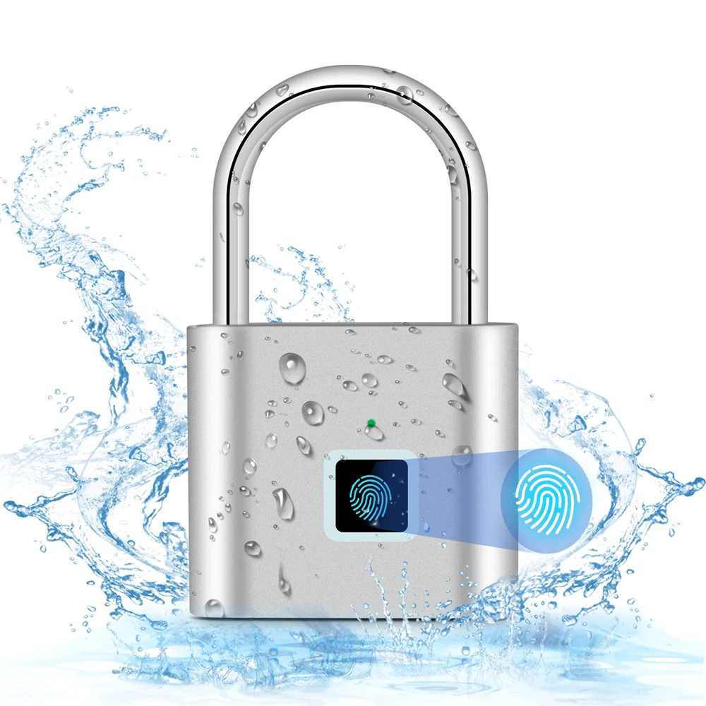 Smart Home Smart Lock Fingerprint Padlock USB Rechargeable Digital Electronic Lock IP65 Waterproof Keyless Security Protection