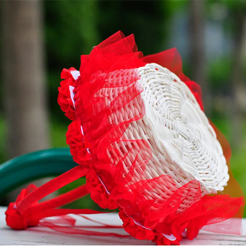 3D Red Flower Decoration Flower Girl Basket for Wedding Ceremony Favors Party Decoration Supplies - Image 3