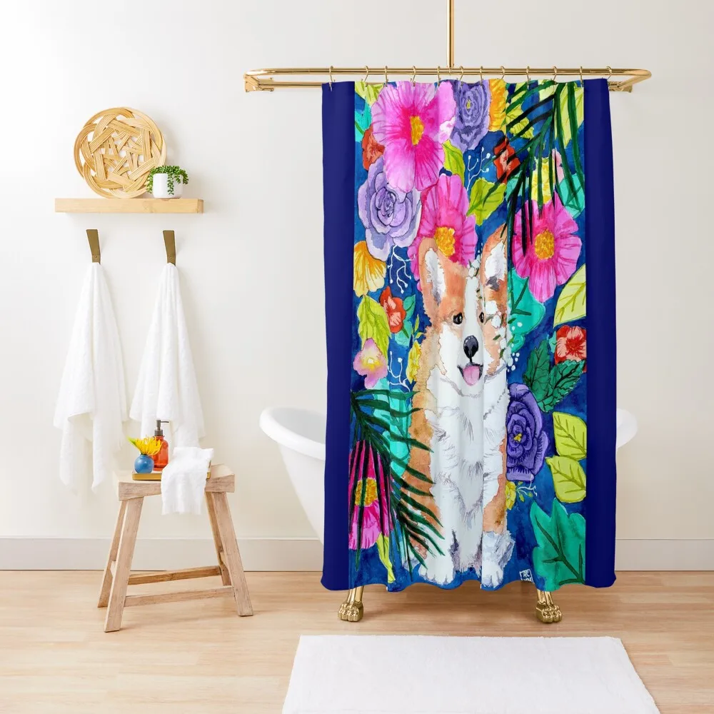 

Corgi in the Garden With a Flower Crown Shower Curtain Shower Bath Bathroom Shower Bathroom Box Set For Bathroom Curtain
