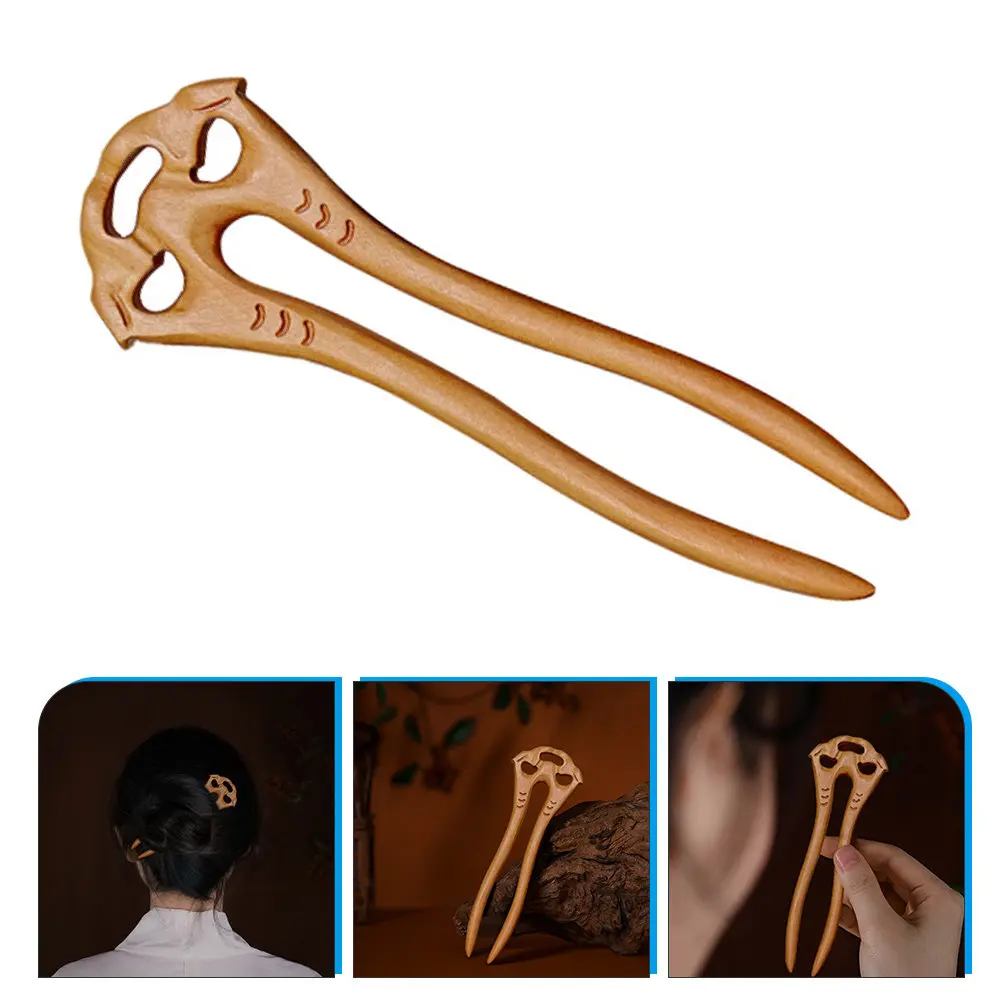 

Peach Wood Hairpin Retro U Shaped Bun Hair Stick Polished Simple Design for Women Chinese Style Headdress Accessory Gift