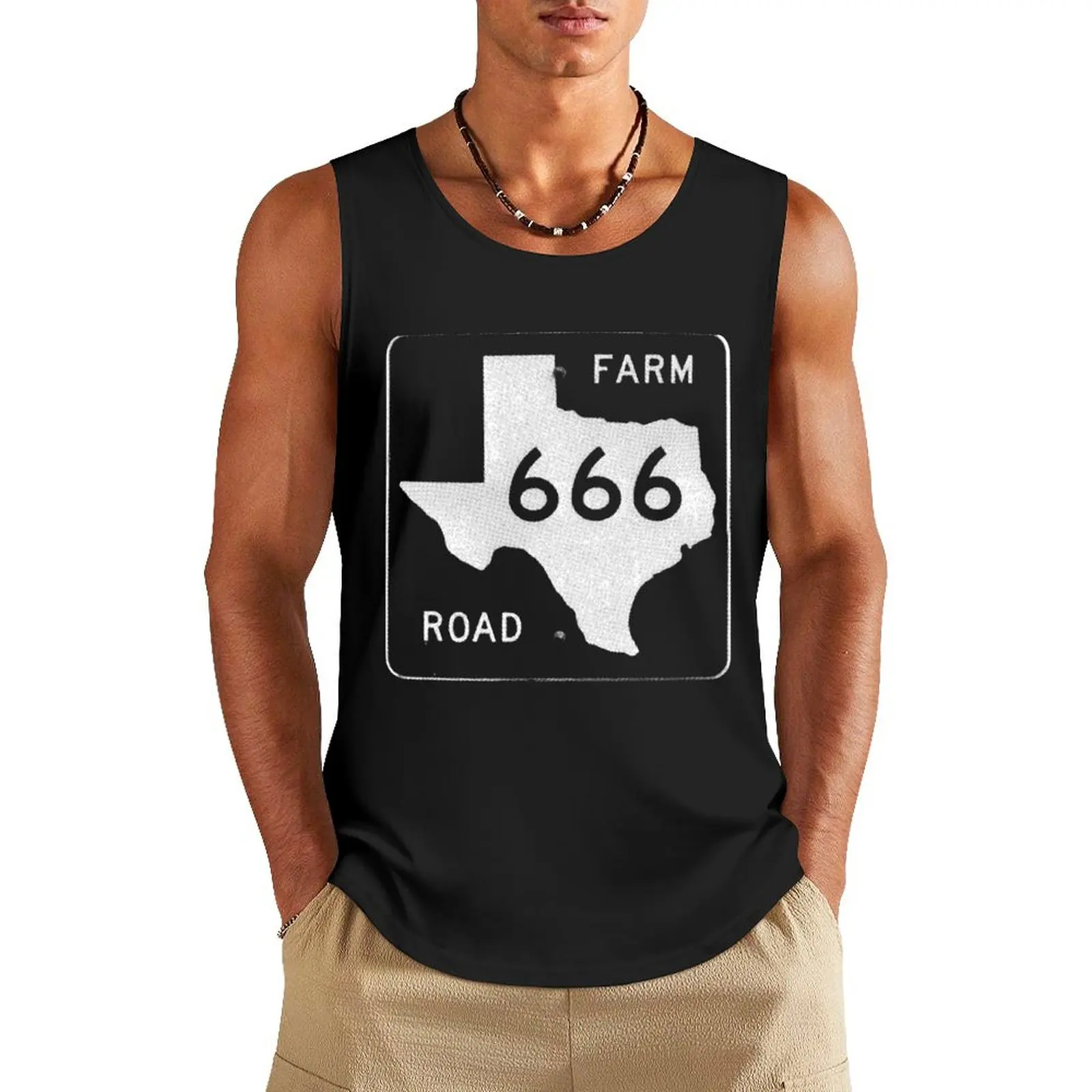 Texas Farm Road 666 Tank Top Sportswear for men Sleeveless men basketball clothing bodybuilding men clothes