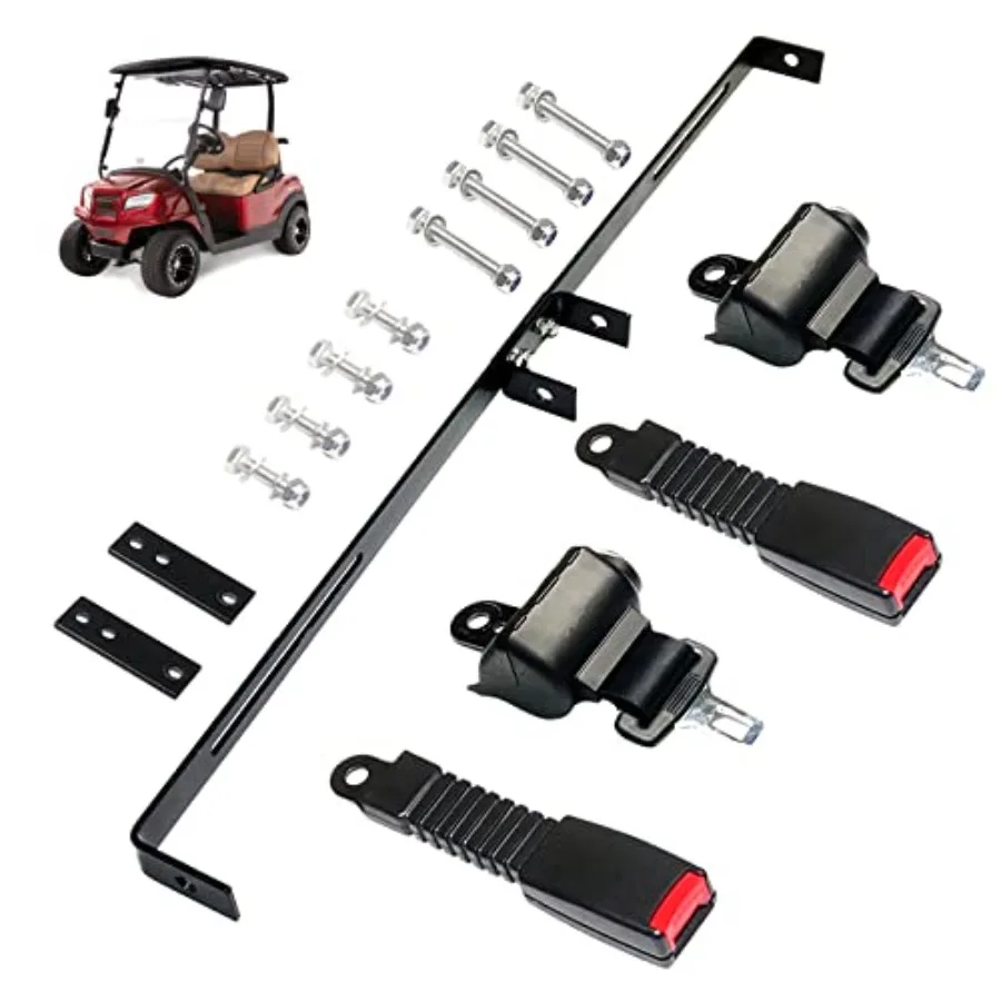 

Двухместные выдвижные ремни безопасности для гольф-каров (42 дюйма) с кронштейнами для Yamaha Club Car DS Precedent EZGO TXT RXV