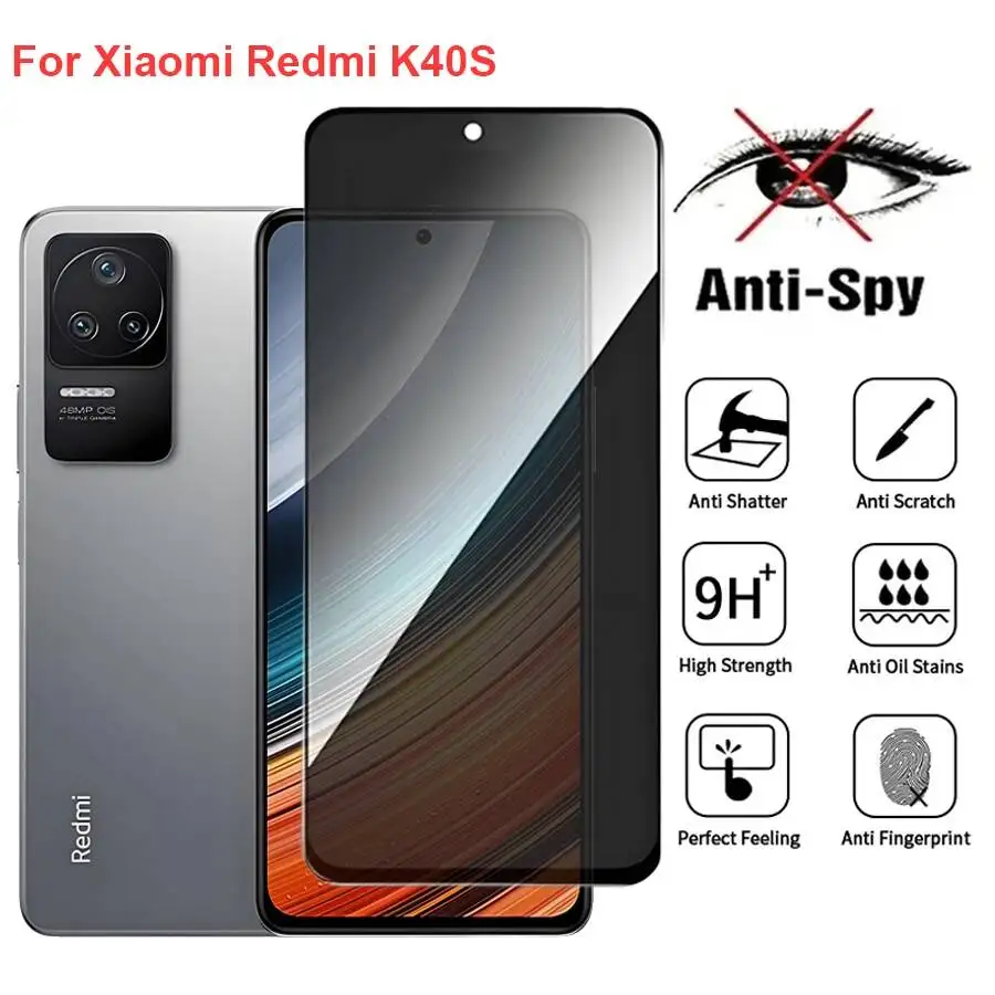 

For Xiaomi Redmi K40S Anti Spy Privacy Tempered Glass Protector Compatible For Redmik40s Full Cover Screen Phone Film