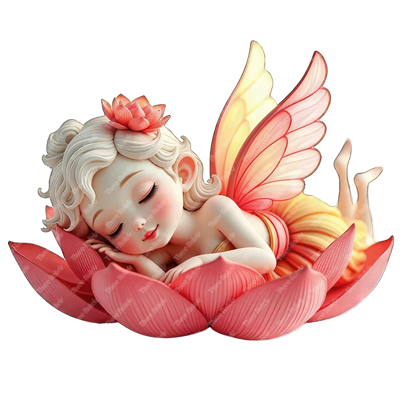 Tres Ratels CF90 hermosas pegatinas de dibujos animados de hadas de flores para decoración del hogar calcomanías para carrocería de coche