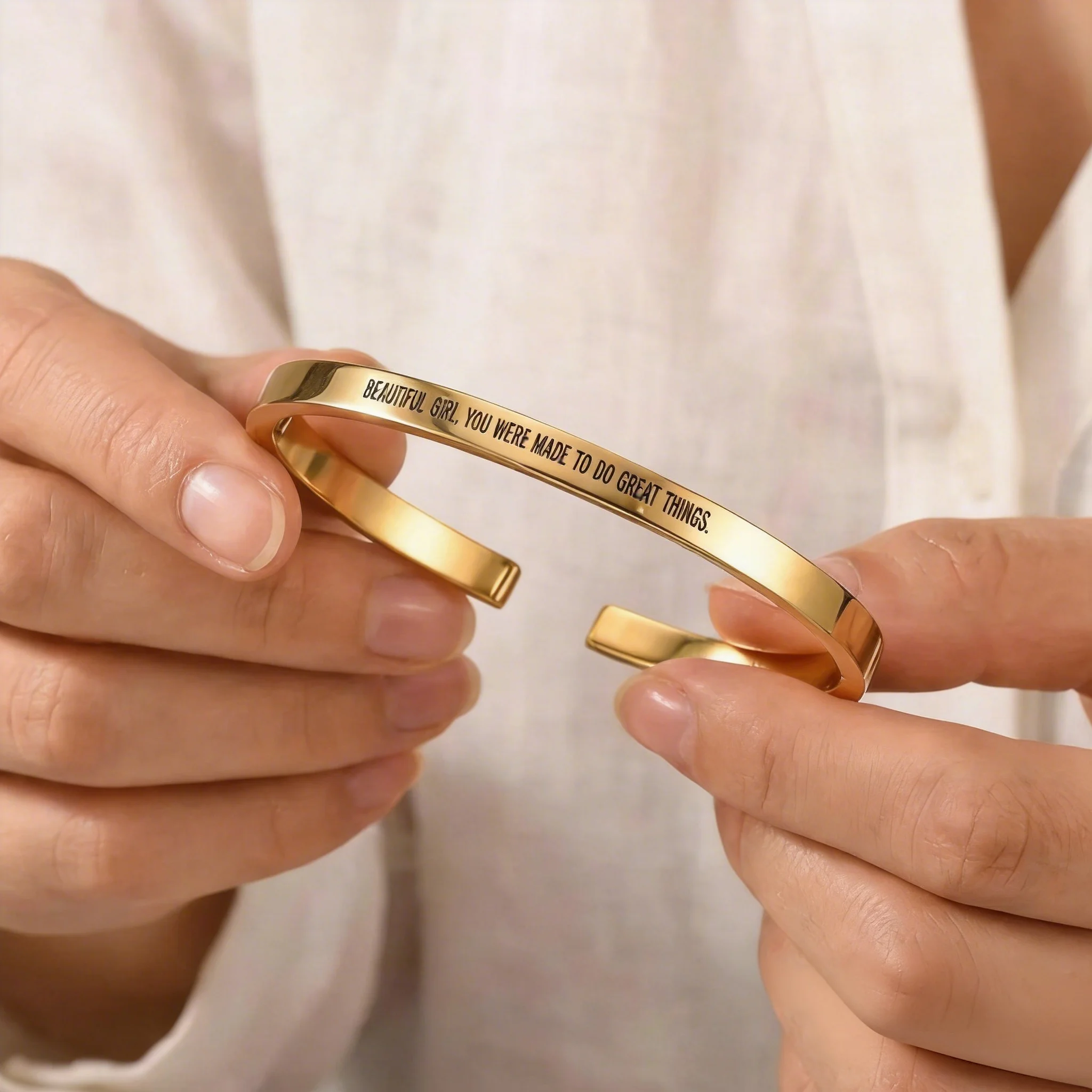 Custom Letter Gold Stainless Steel Open Cuff Bangle Girl Inspirational Engraved Bracelet Bangles Women Jewelry Gift