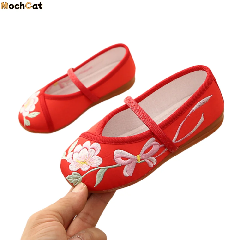 

Танцевальные туфли для девочек в китайском стиле: мягкая подошва, износостойкие, с вышивкой, дышащие, удобные балетки