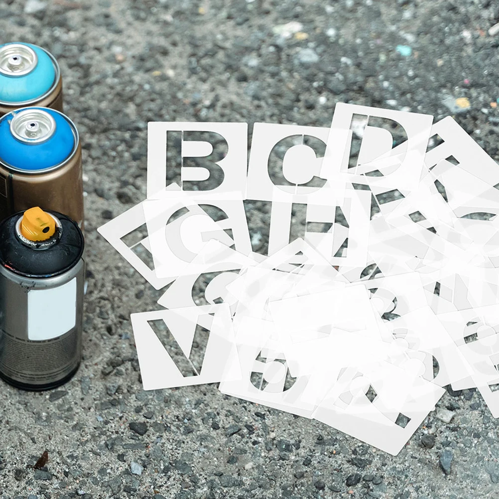 

72Pcs Durable Plastic Letter Number Stencils Easy Clean Alignment for Spray Painting Crafts Scrapbooking 3 Inch