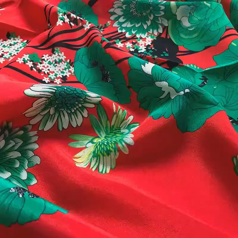 

Colorful Flower Printed Imitate Silk Satin Material Fabric For Dress/Blouse Telas Para Costura Tissus DIY Cloth Sewing Material