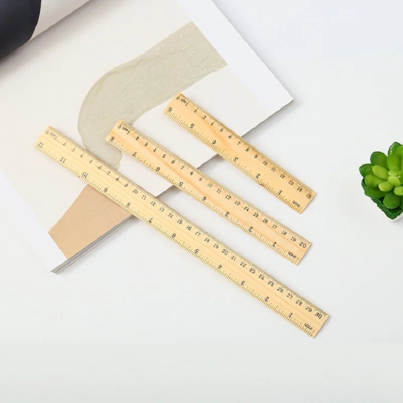 15cm 20cm 30cm Wooden Ruler Metric Rule Precision Double Sided Measuring Tool Learning Office Stationery