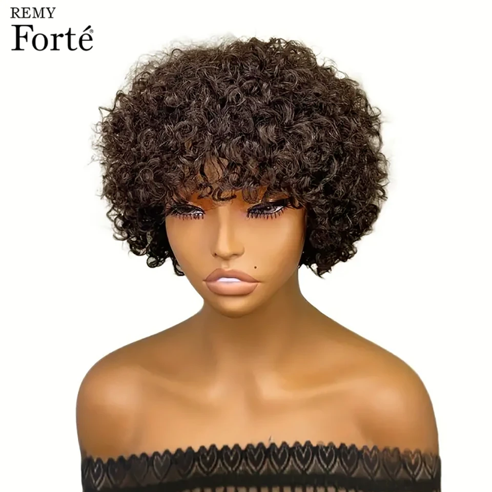 

Парик Remy Forte афро кудрявый, Боб, коричневые короткие кудрявые парики с кудрявыми волосами, парики из человеческих волос, дешевый парик из человеческих волос машинной работы