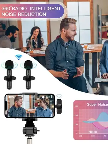 Wireless Lavalier Microphone With Windproof Cover Audio Video Recording Mini Mic For iPhone Android Mobile Phone Microphone