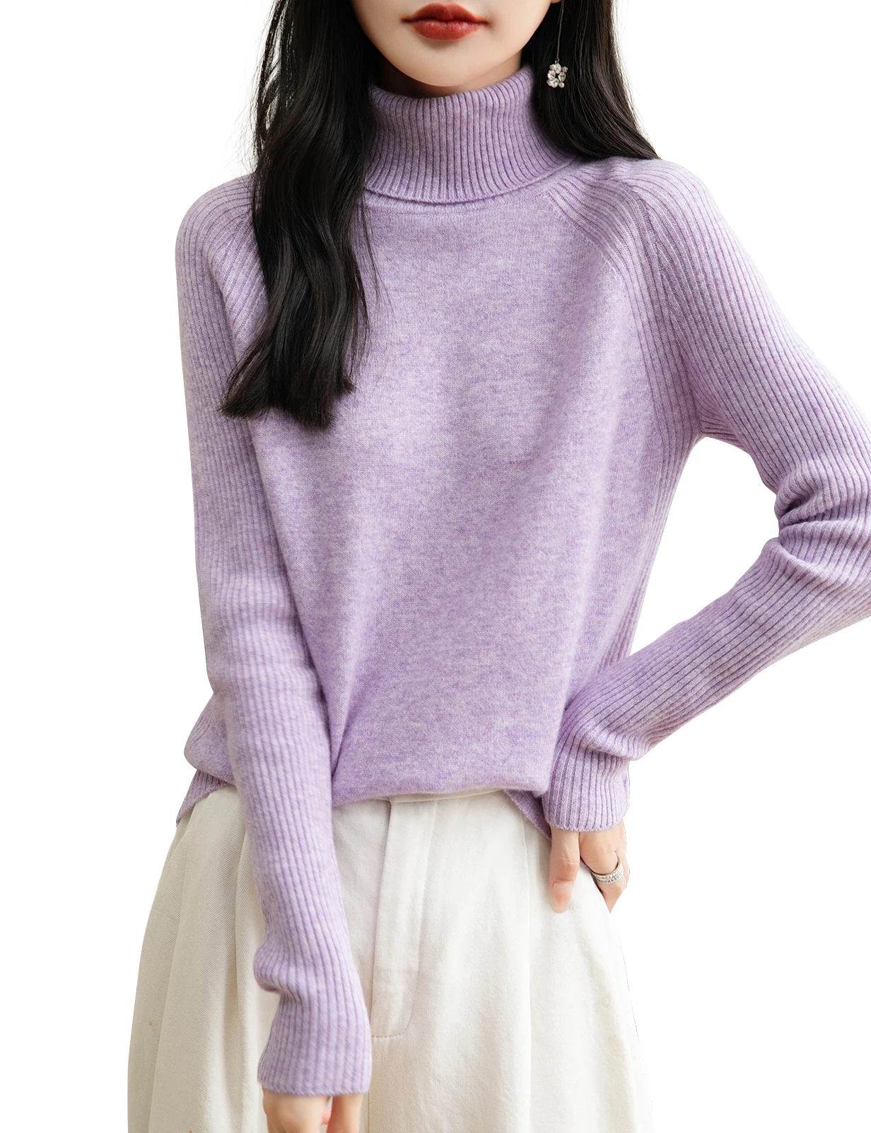 Women Turtleneck Merino Wool Cashmere Sweater Long Sleeves Autumn Winter Sweater Women\'s Knitting Jumper Female Pullover Sweater