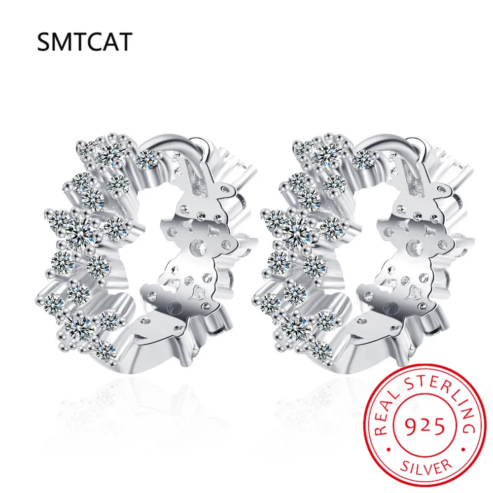 

Full Moissanite Flower Hoop Earrings for Women Girls 925 Sterling Silver Star Earring Fine Jewelry Gifts Pendientes Huggies