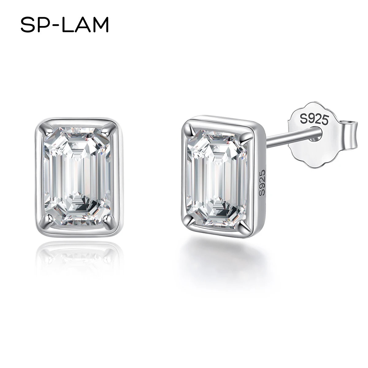 Emerald Cut Moissanite Earrings Classic 2022 Trendy Women's 925 Sterling Silver Engagement Earings Luxury Fine Jewelry 1.2CT