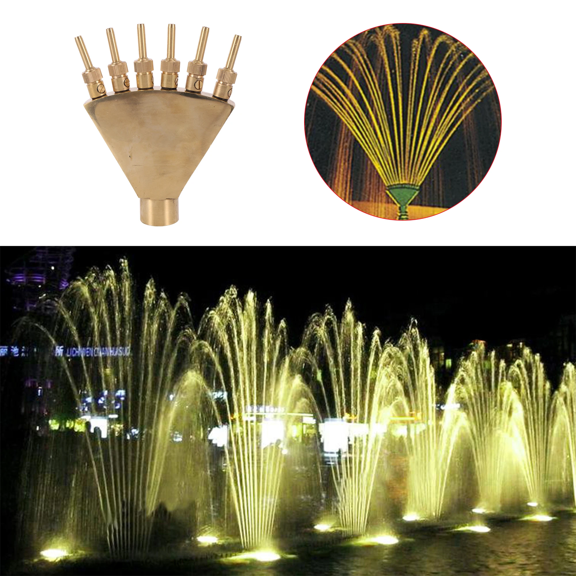 1 Inch Brass Double Layer Firework Jet Water Fountain Garden Pond Fountain Water Nozzle Porous Scattering Sprinkler