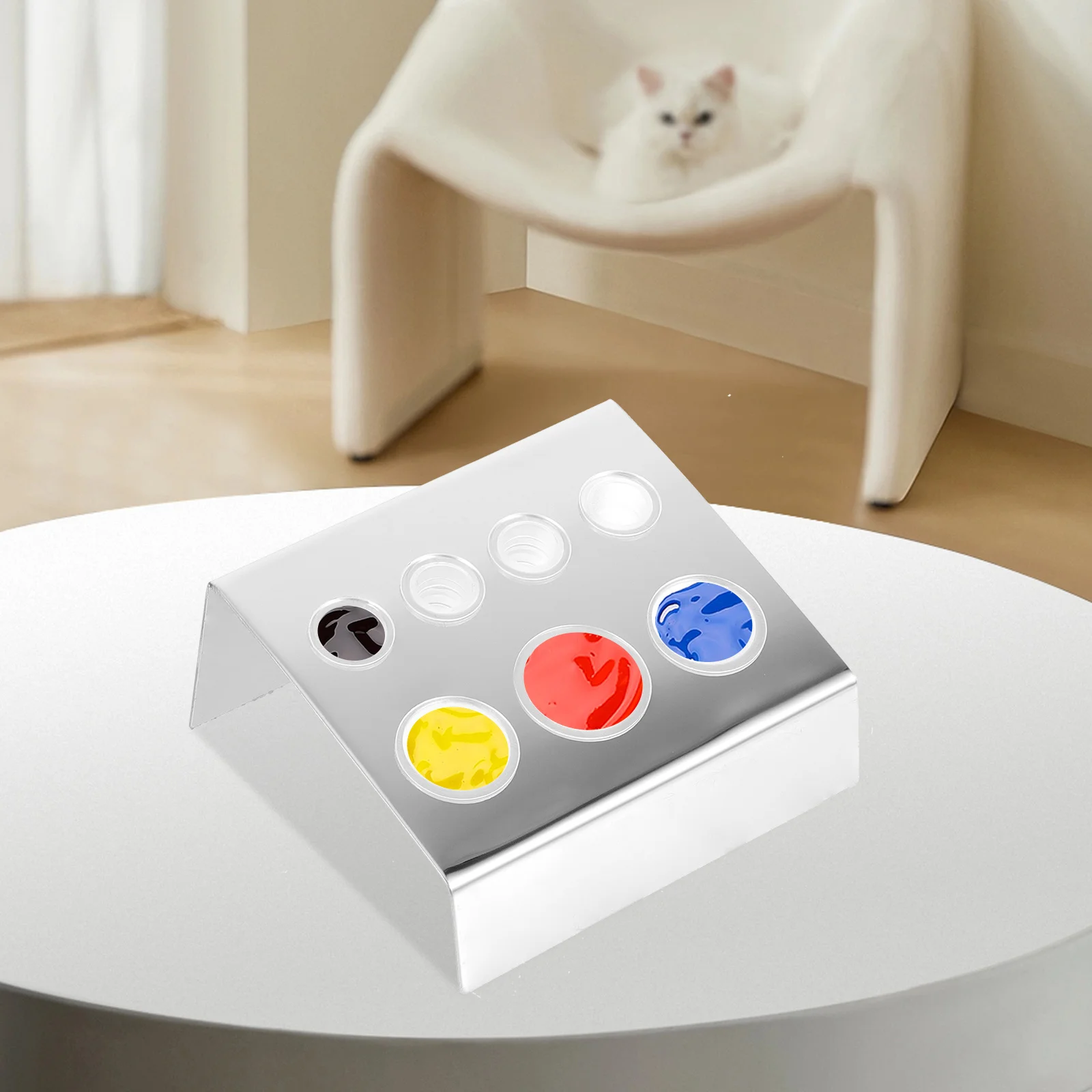 مجموعة واحدة من حامل أكواب حبر الوشم مكونة من 7 فتحات من الفولاذ المقاوم للصدأ والمواد البلاستيكية ومتانة قوية واستخدام بسيط ومثالي للوشم #3