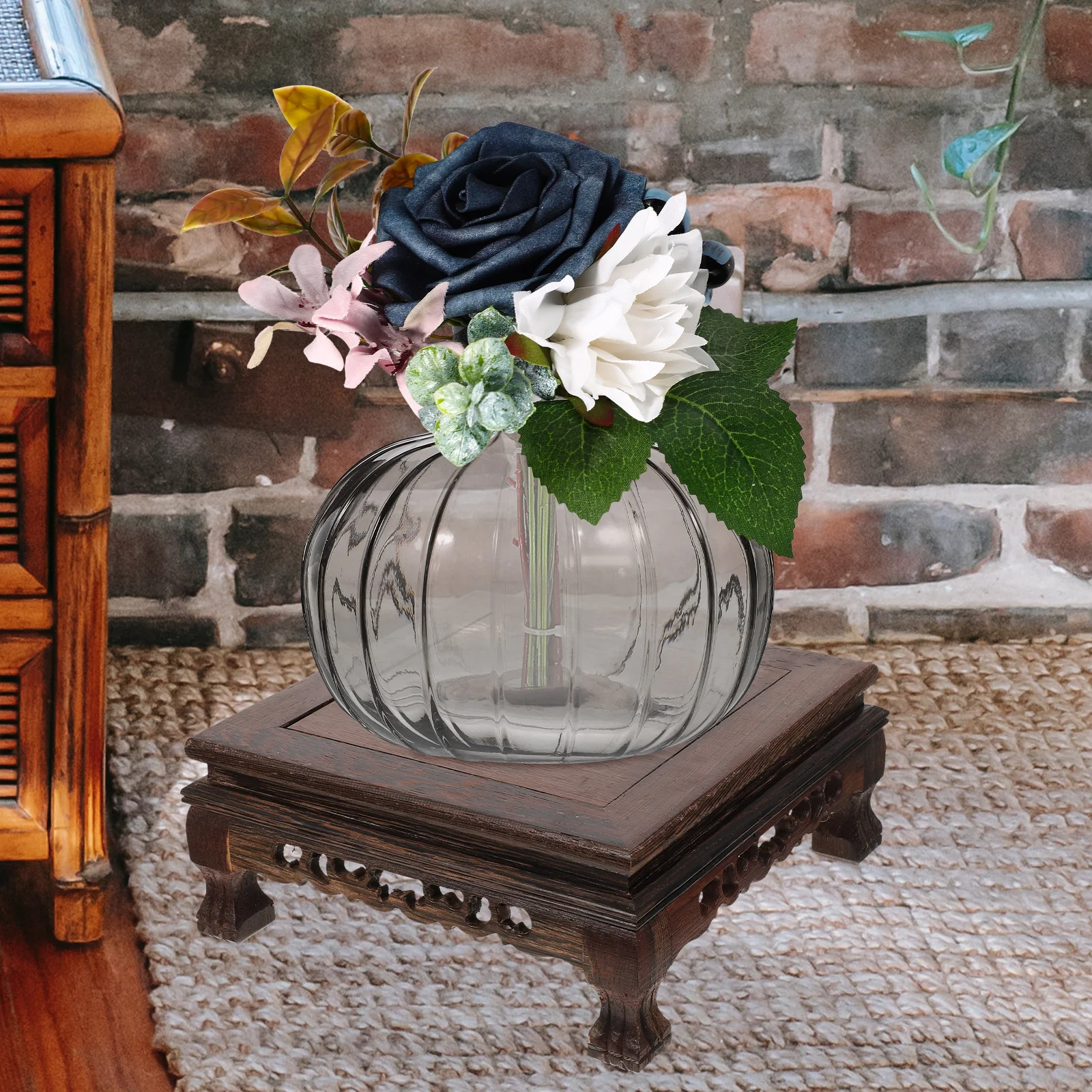 

Wood Carving Pedestal Solid Wood Sturdy Smooth Base Stand Vases Fish Tanks Table Lamps Handicrafts Antiques Vintage Collectibles