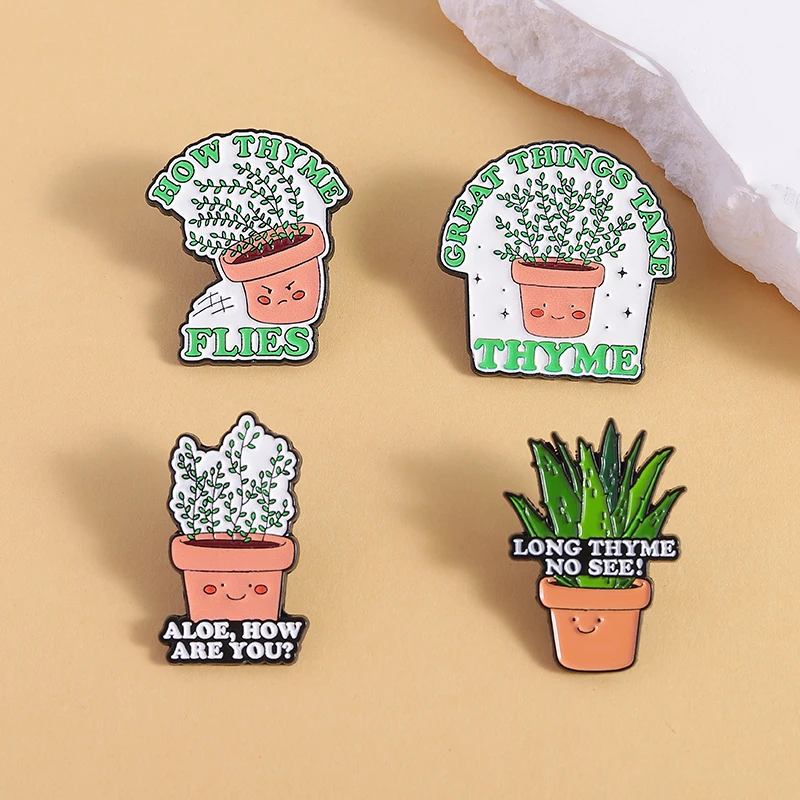 Эмалированные булавки с алоэ чебрецом, каламбур, привет, как ты долгий, нет увидеть, как чебрец, броши, значки на лацканах, готические украшения на Хэллоуин