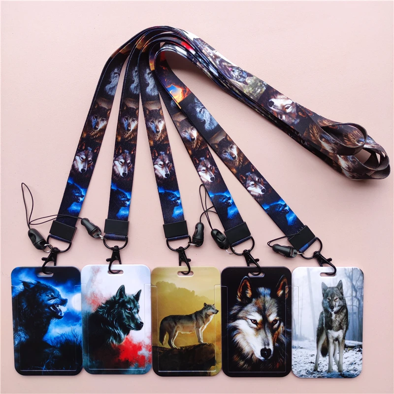 Wölfe Muster Tier Lanyard Ausweis Kartenhalter Büroangestellter Karteninhaber Abdeckung Kreditkartenetui Kartenschutz Weihnachtsgeschenk – Detail 3