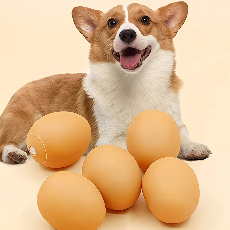 4 Juguetes Masticables para Mascotas con Sonido de Huevo, Pelotas Interactivas de Goma Termoplástica, Juguetes para la Dentición de Perros y Gatos
