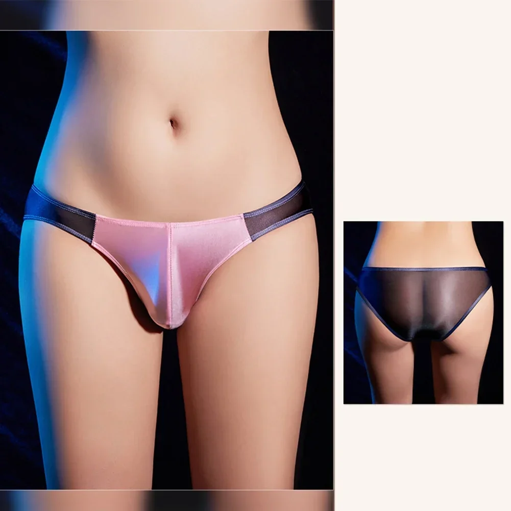 String sexy pour hommes, sous-vêtements en maille fine transparente 7.0, brillant à l'huile, grosses poudres U convexe, string lisse glace