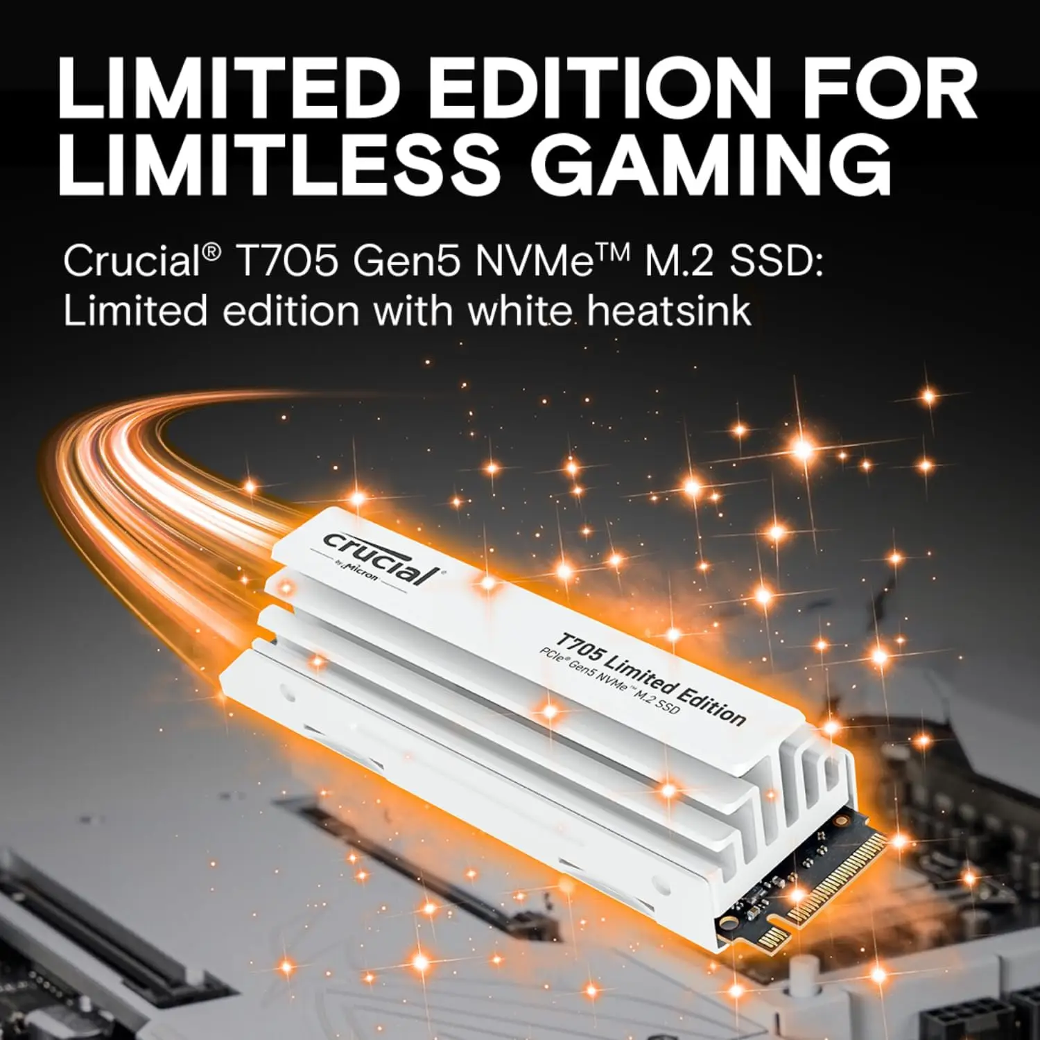 Crucial New 2024 T705 2TB PCIe Gen5 NVMe M.2 SSD with White Heatsink - Up to 14,500 MB/s - Limited Edition - Internal SSD