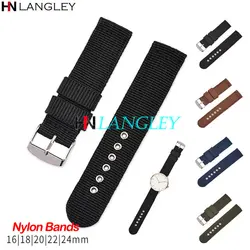 Canvas Nylon Watch Band Straps 16mm 18mm 20mm 22mm 24mm Breathable Fabric Watch Strap Men Replacement Watchband for Huawei Watch