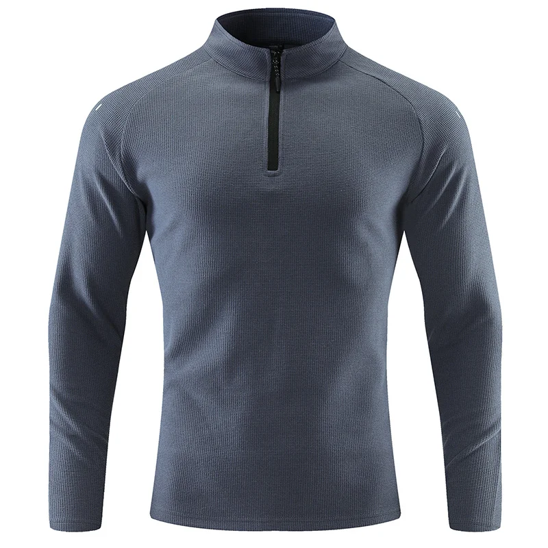 6 Colors Half Zipper Elastic Force Quick Drying Men's Long Sleeve T-Shirts 2022 Spring Autumn New Fashion Casual Tops