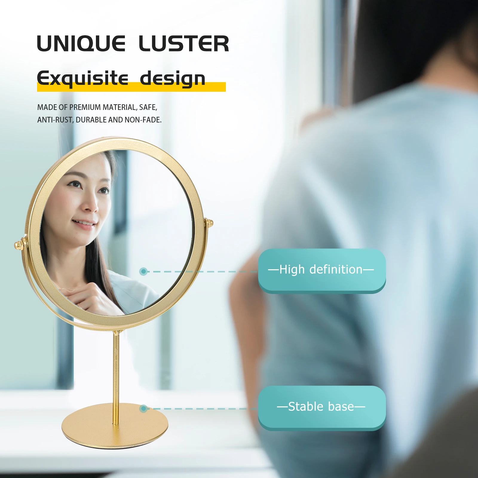 Cermin Logam Berputar Definisi Tinggi Desktop Rias Kamar Tidur Cermin Rias Logam Praktis Bening Meja Rias