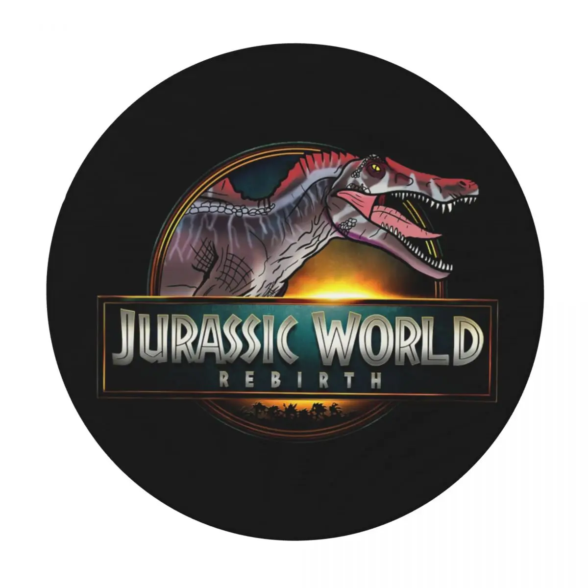 Jurassic World Rebirth Logo Dinosaurs Film Waterproof Round Tablecloth Oilproof Table Cloth Kitchen Events Dining Table Cover