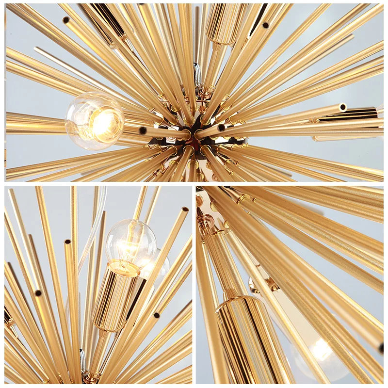 

Post-modern Gold Pendant Lights Living Room Bedroom led radiation sphere art Personality design pendant lamp