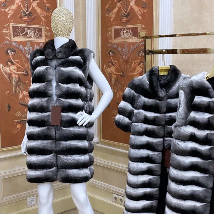 Winter Echt Bont Vest Lang Natuurlijk Rex Konijnenbont Gilets Voor Vrouwen Warme Luxe Vesten Best Verkopende Nieuwkomers