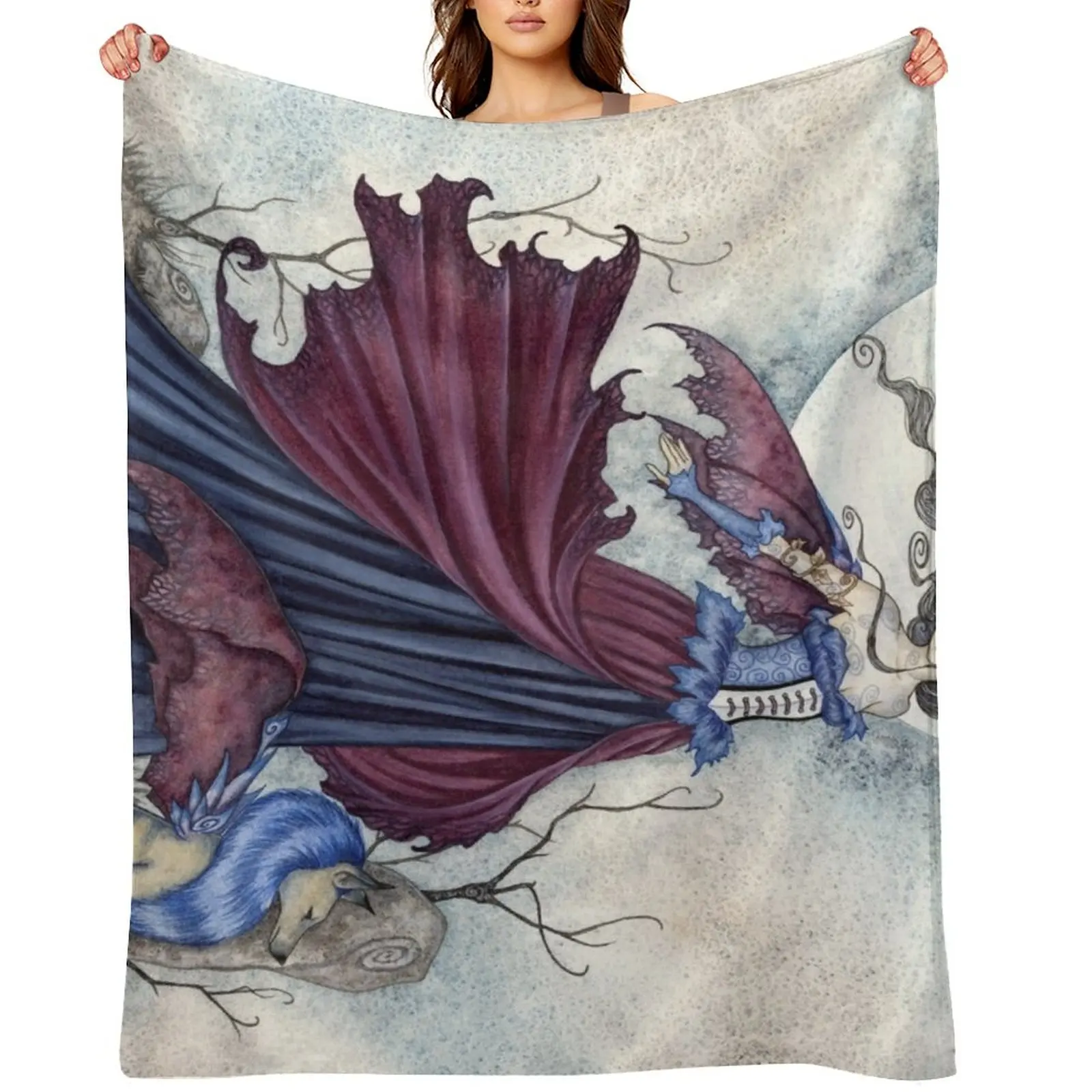 The Moon Is Calling Throw Blanket Sofa Hair bed plaid Kid'S Blankets
