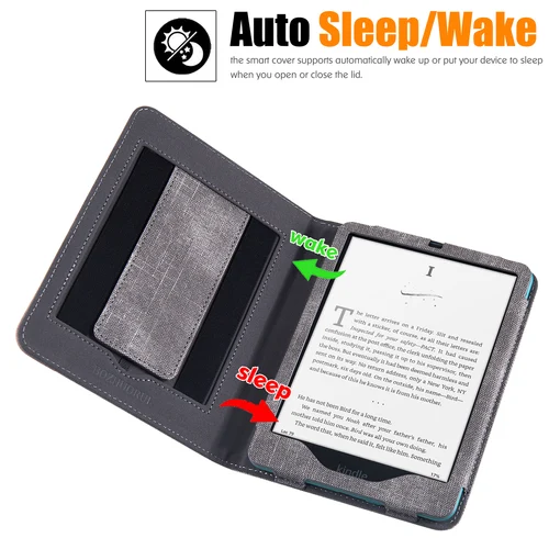 Imagen 2 del producto Funda con soporte para Kindle Paperwhite de 7 pulgadas, lector electrónico 2024 de 12. a generación, funda de cuero PU con correa de mano, apagado/encendido automático