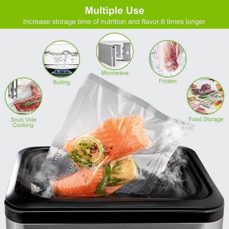 Magic Seal Rolls Vacuum Sealer Bags, em relevo, em relevo Food Packaging Bags, Sous Vide Vacuum Freezing Bags, BPA Free, 11.81x196.85"