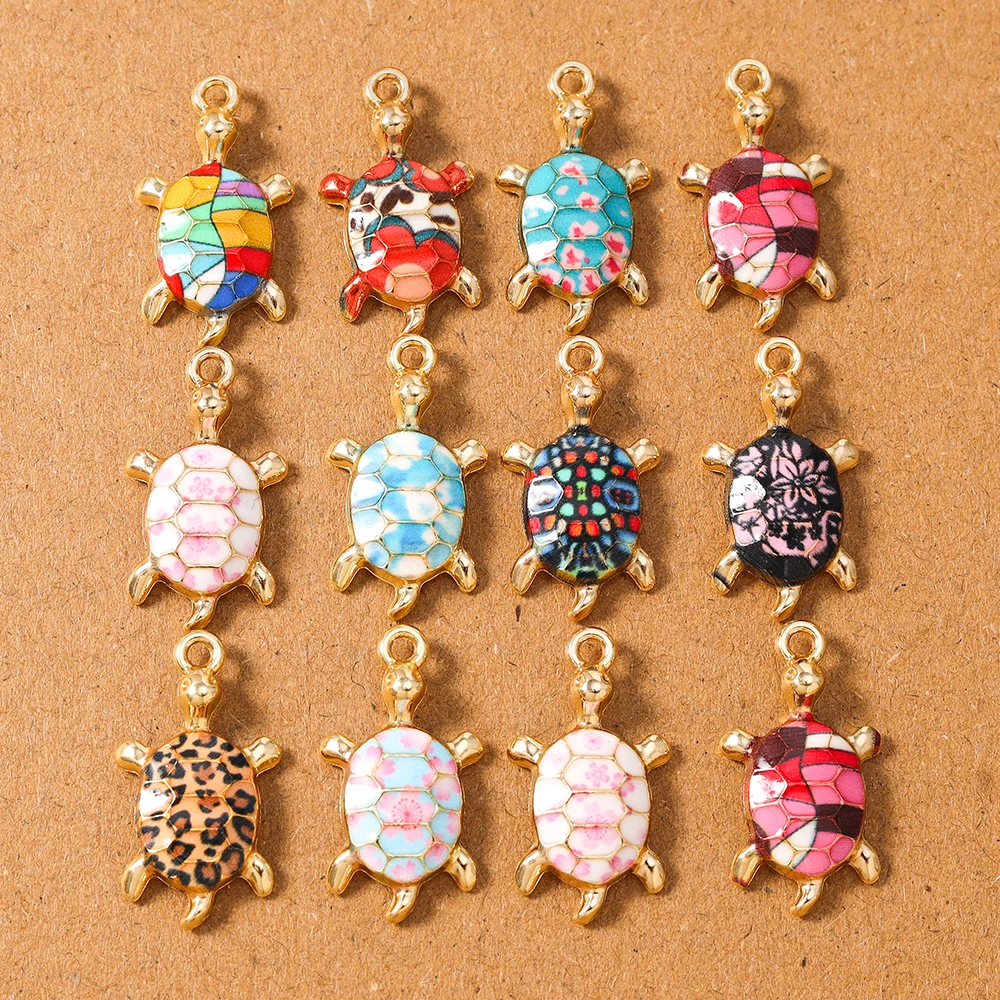 10pcs Colorful Turtle Tortoise Charms Pendants for Jewelry Making Necklace Earrings Bracelet DIY Handmade Accessories Supplies