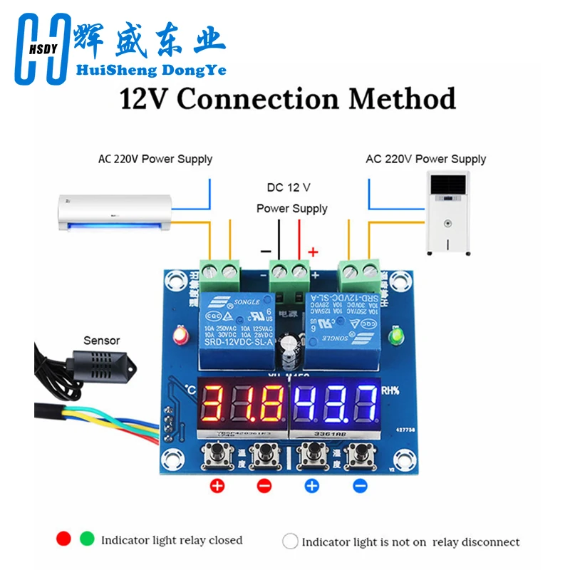 XH-M452 Humiture LED Digital Thermostat Humidistat DC 12V Home Temperature Humidity Controller Regulator Thermometer Hygrometer