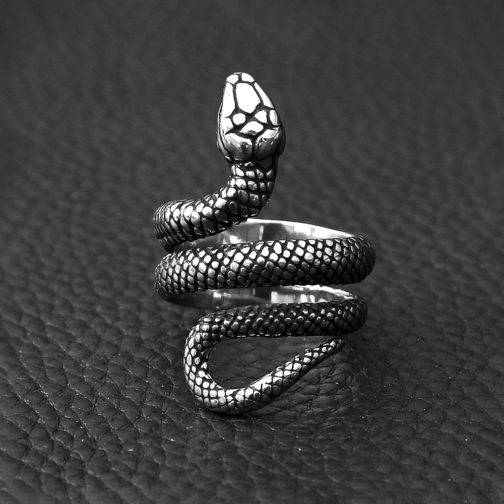Fashion Vintage 316L Stainless Steel Snake Rings For Men Women Punk Cool Animal Ring Party Couple Amulet Jewelry Gifts Wholesale